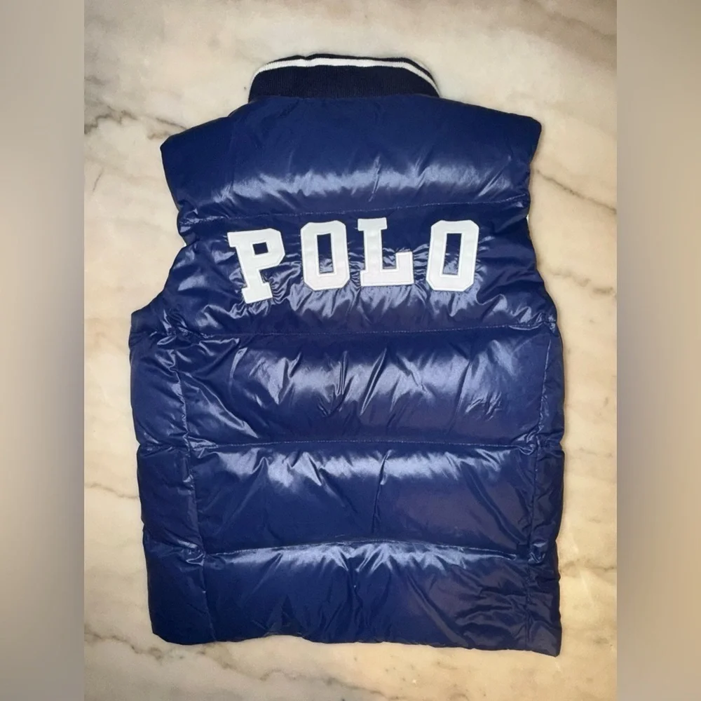 Polo Ralph Lauren Unisex Kids Reversible navy/white Puffer Vest size 12/14 large
